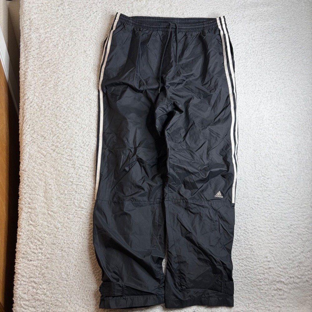Adidas Vintage Windbreaker Track Pants Black White Mesh Lined Mens M baggy